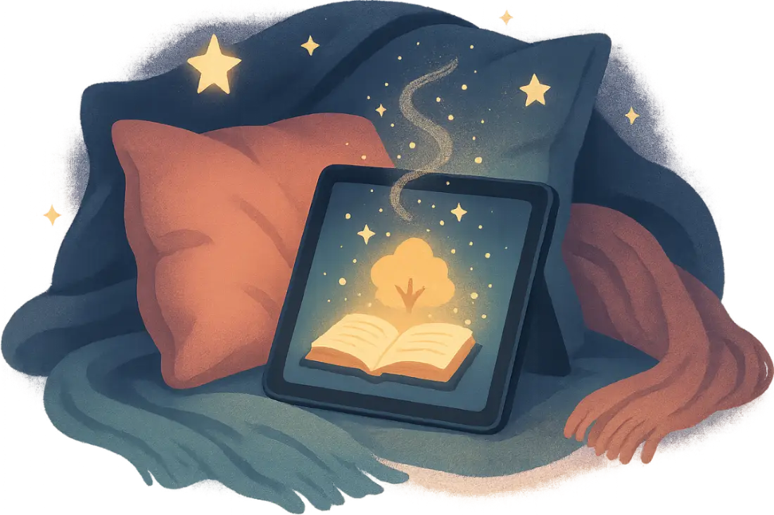 Cozy reading setup with tablet